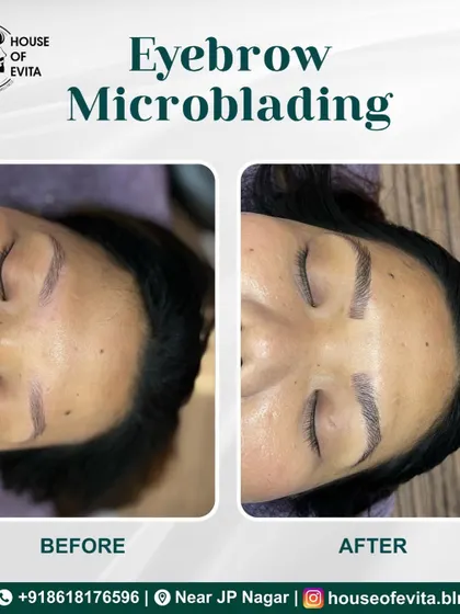 Another look at a Microblading transformation, showing how I can create a defined arch and tail even when the natural brow is sparse.