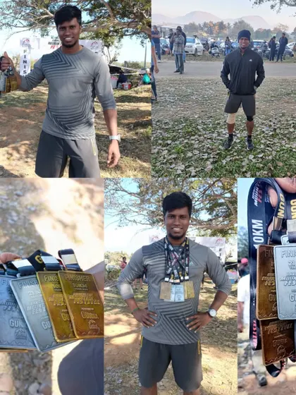 A collage of my own achievements at the mountain marathon, showcasing the medals from various races. I practice what I preach.