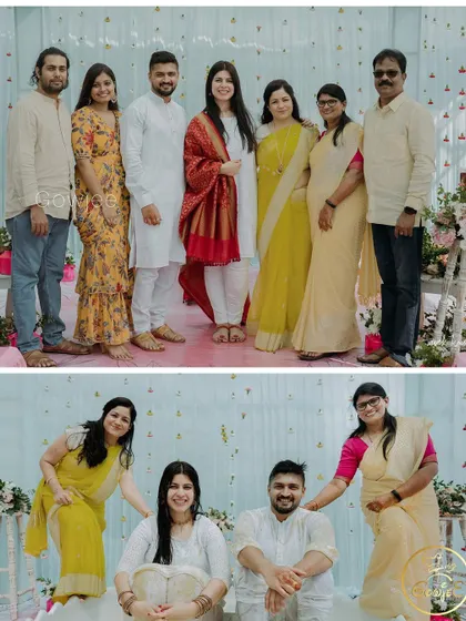 Family portraits from the Haldi ceremony, capturing the love and support for the couple.