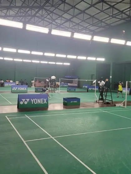 A wide view of the tournament in full swing, with several matches happening simultaneously across our courts.