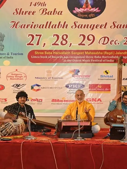 On stage at the Harivallabh Sangeet Sammelan, a truly historic and revered platform for classical music.