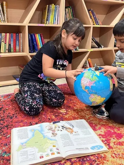 Sharing facts and exploring the world together. We use globes, maps, and atlases to go on adventures without ever leaving the room.