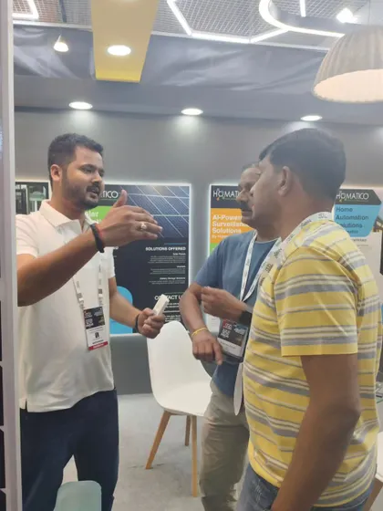 Engaging with potential clients at our booth. I enjoy discussing how my automation solutions can be tailored to solve their specific problems and enhance their lifestyle.