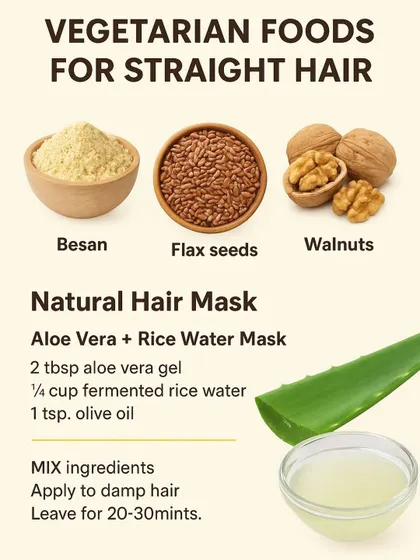 Learn how to care for straight hair with the right diet and treatments. This guide shows beneficial foods and a simple, effective aloe vera and rice water mask to promote shine and strength.