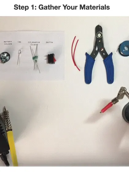 All the materials you need to get started on your own light-up sculpture. We provide everything in our workshops, so you just need to bring your curiosity.