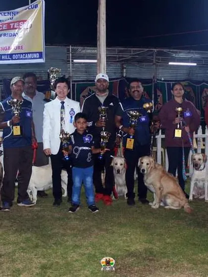 The full lineup of our winners at the 102nd Obedience Dog Show in Ooty.
