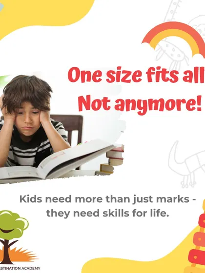One size fits all? Not anymore! We believe kids need more than just marks; they need skills for life. This graphic challenges the traditional, rote-learning approach to education.