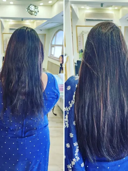 A beautiful example of adding length and subtle color to create a more dynamic and interesting hairstyle.