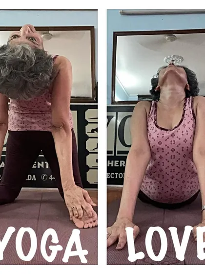 A collage showing different heart-opening and back-bending movements, demonstrating the variety in my practice.