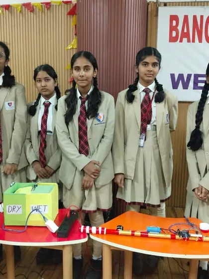 Our senior team with their award-winning 'Smart Dustbin' project, designed to promote better waste segregation.