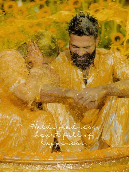 The beautiful chaos of a Haldi ceremony. I love capturing the unrestrained joy and laughter, moments filled with so much life and happiness that you can feel it years later.