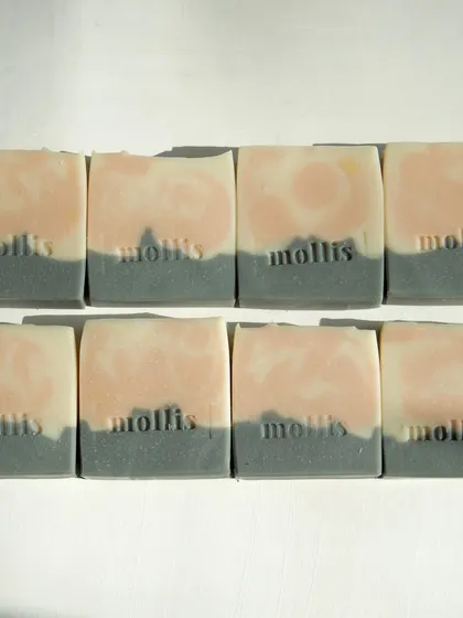 Lined up and ready to cure, these 'Aqua' bars capture the essence of a cool coastal breeze.