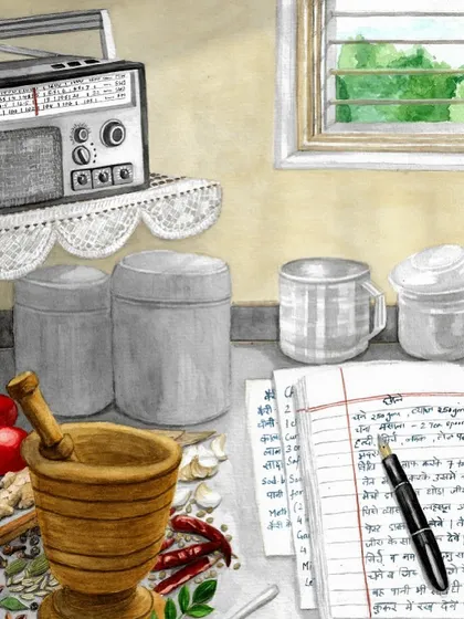 A festive celebration is about gathering together to break bread. This artwork captures the warmth of a kitchen during Diwali, with a hand-penned recipe and a radio playing in the background. It’s these small moments that make the memories.