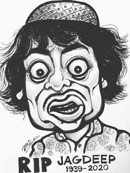 A tribute to the veteran Bollywood comedian Jagdeep, famously known as Soorma Bhopali. This caricature aims to capture his unique and expressive comedic style.