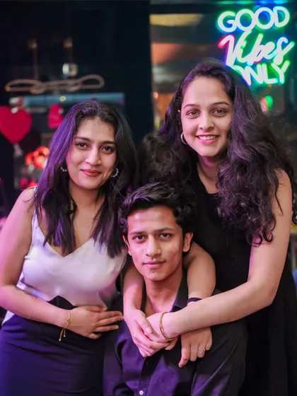 A group of friends enjoying their night out.