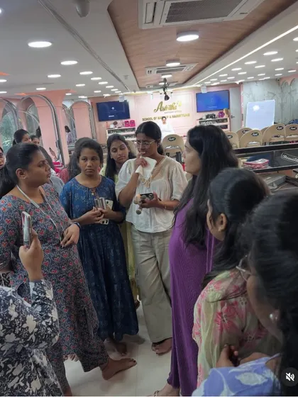 Students gathering for a closer look during a demonstration. I encourage them to ask questions and understand the 'why' behind every technique.