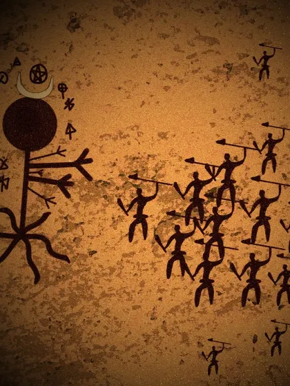 This is the original concept art that inspired my 3D "Enchantress" model. It shows how I can take a 2D concept, like this cave painting, and translate it into a fully realized 3D character.