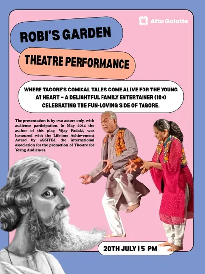 Celebrating the fun-loving side of Tagore, 'Robi's Garden' is a delightful theatre performance for the whole family, bringing his comical tales to life with audience participation.