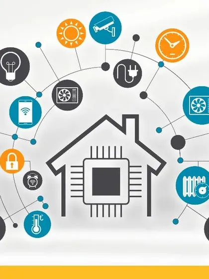 This conceptual graphic illustrates the core of our smart home installations. A central processor acts as the brain, connecting and coordinating all the different functions and devices for a truly integrated experience.