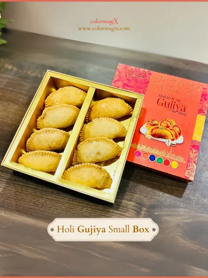 Our Holi Gujiya Box is a festive essential. We offer this traditional sweet in a simple, elegant box that is perfect for sharing with family and friends during the festival of colors.