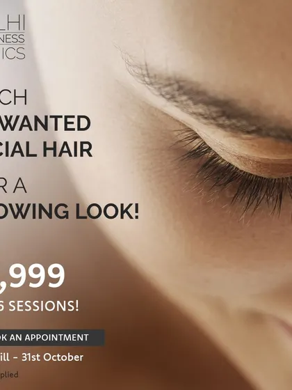 Ditch unwanted facial hair for good with our targeted laser package. For just ₹9,999, you get six sessions to achieve a smooth, glowing look without the hassle of threading or waxing.