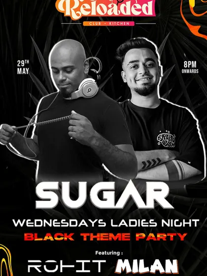 A flyer for a 'Black Theme Party' on a Wednesday, showing we love to switch things up.