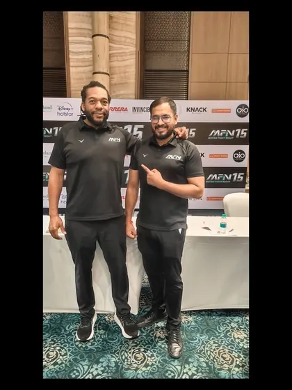 Our coach with a fellow official at MFN 15. We are part of a network of top professionals in the Indian MMA scene.