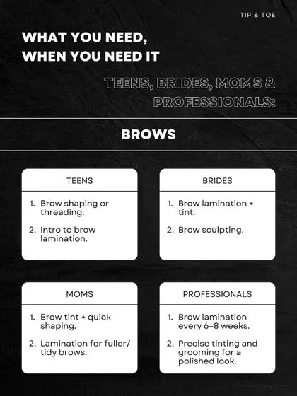 Different lifestyles call for different brow solutions. Here are my top recommendations for teens, brides, moms, and professionals to help you achieve your perfect brow look.