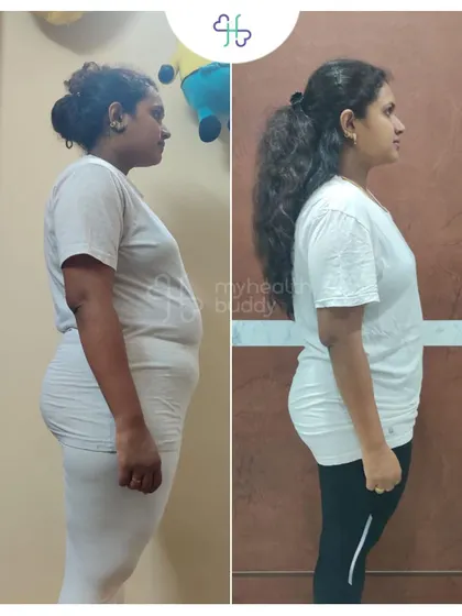 Ramya lost 6 kgs in 12 weeks. She was struggling with post-pregnancy weight gain and an inactive lifestyle, but our work together created a real lifestyle change.