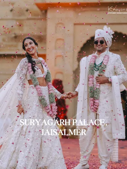 A royal wedding at Suryagarh Palace in Jaisalmer. We specialize in creating grand celebrations in India's most majestic heritage properties.