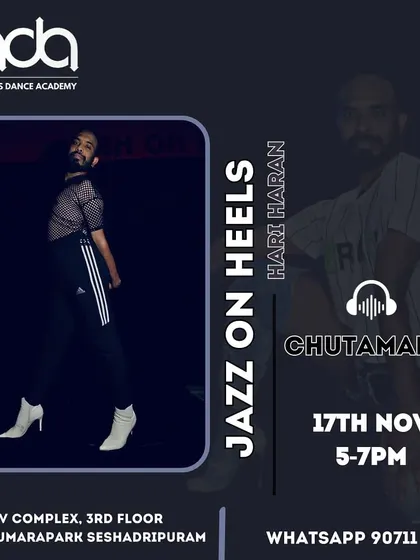 This poster announced our 'Jazz on Heels' workshop with the amazing Hariharan. These sessions are designed to help you unleash your inner diva.