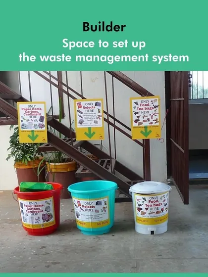 The builder or management needs to provide the space to set up the waste management system. We can help you identify the best location, whether it's a basement, terrace, or garden corner.