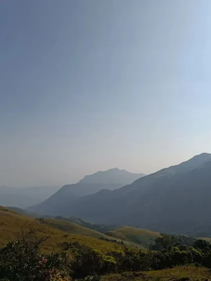 The silhouette of the mountains against the sky.