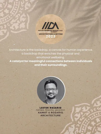 I was invited to speak at the IIDA Summit, an event for Indian Interior Design and Architecture. It's always a great opportunity to share our thoughts on how architecture can enrich human experience.