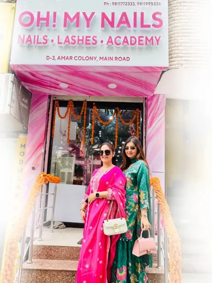 This is us, Aman and Gunveen, at the launch of our fifth studio in Amar Colony. What started as a dream between two girls has grown into a community, and we are so grateful to bring our passion for nails and lashes to another neighborhood. We built this brand to be a space where you can feel celebrated and confident.