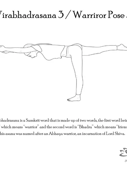 Virabhadrasana 3 (Warrior 3 Pose) is a challenging balancing pose that strengthens the entire back side of the body, tones the abdomen, and improves focus.
