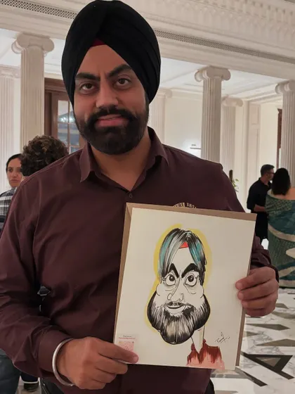 Capturing the distinct features of this guest, including his turban, was a pleasure.
