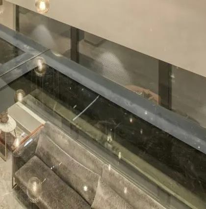 Another perspective through the glass floor, demonstrating the feeling of transparency and vertical space we aimed to create.