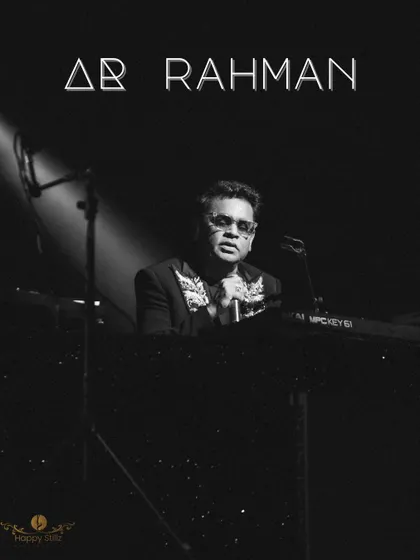 A powerful black and white portrait of A.R. Rahman at his keyboard. This shot is timeless and captures the intensity of the artist.