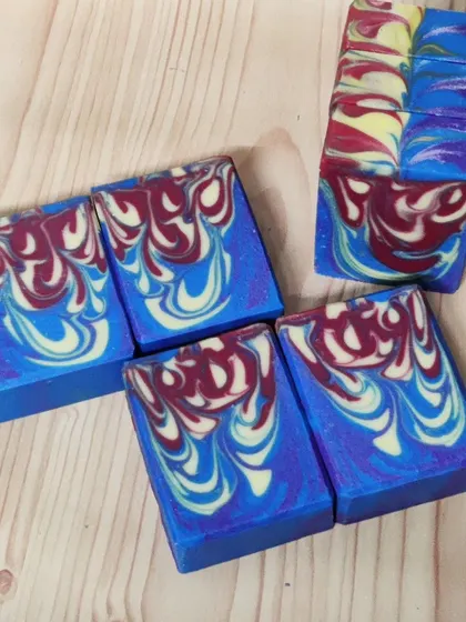 My entry for the drop swirl challenge, using primary colors in a split cup to create a rainbow effect.