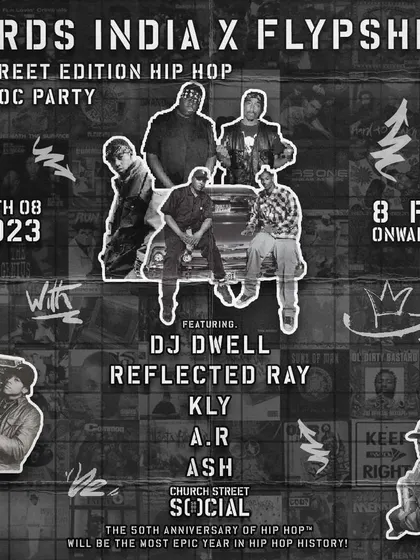 The flyer for the 'Street Edition Hip Hop Bloc Party', celebrating 50 years of hip hop. It was an honor to be part of an event that paid tribute to the culture.