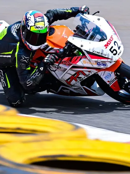 Swaroop pushing the limits at INMRC Round 2. Despite a crash in practice, he showed incredible resilience to fight his way through the pack.