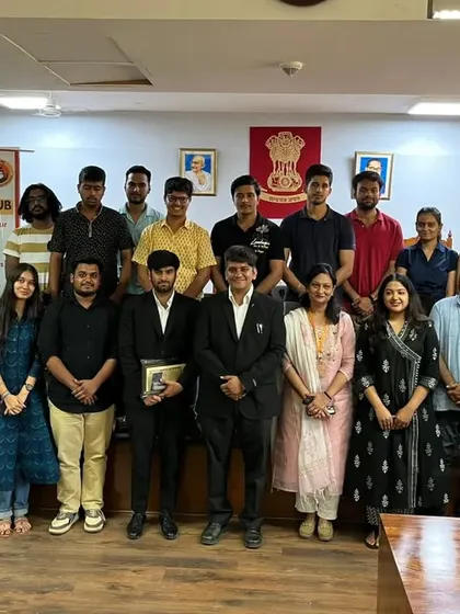A group photograph with students and faculty after my address at Manipal University in Jaipur.