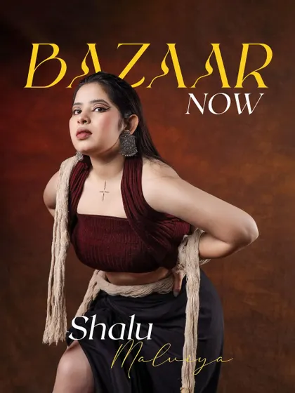 We created a 'Bazaar Now' cover concept with a tribal-inspired look. This image showcases how we can style and shoot to create a powerful narrative around a single look.