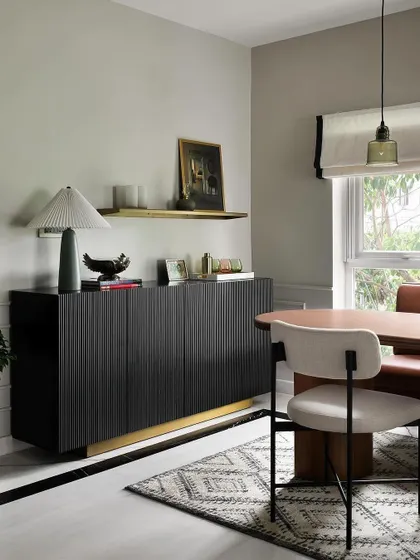 A final look at the dining room from the Madras pied-à-terre, a testament to how our bespoke furniture can transform a space.