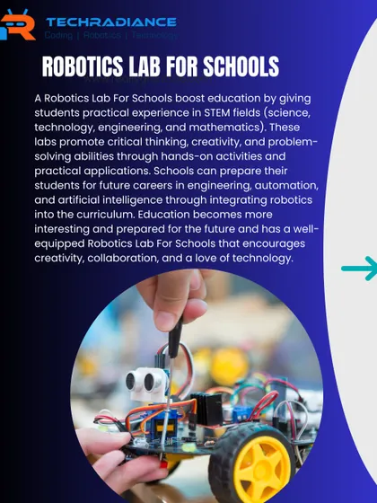 An informational graphic explaining how our Robotics Labs for Schools boost education by providing practical experience in STEM fields.
