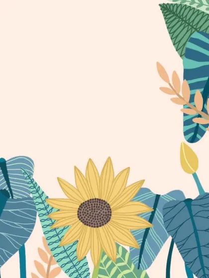 A close-up of the top-right corner of the sunflower invitation, identical to ID 11. It provides a clear look at the artistic style and details of the sunflower and surrounding leaves.