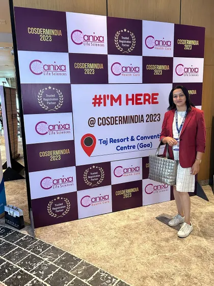 Attending the COSDERMINDIA 2023 conference in Goa. These events are crucial for collaborating with peers and staying informed about new developments in cosmetic dermatology.