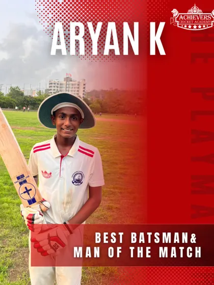 Aryan K's outstanding performance earned him the 'Best Batsman' and 'Man of the Match' awards in the AT Cup U-14 tournament.
