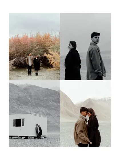 A collage of portraits from Ladakh, mixing color and black and white to capture the different moods and stunning backdrops of this incredible destination.